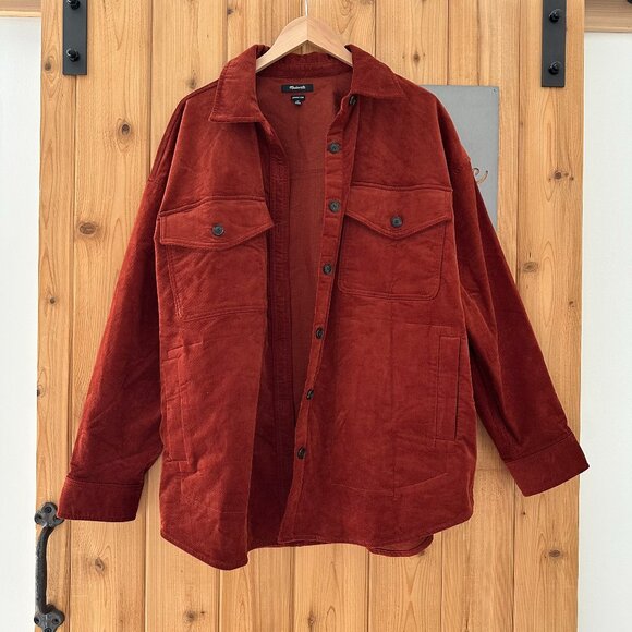 Madewell XL Corduroy Twill Oversized Shirt-Jacket in Stained Mahogany - Picture 2 of 8